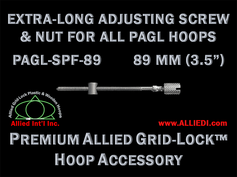 89 mm (3.5 inch) Extra-Long Knurled Hoop Adjusting Screw with Barrel Nut for All Premium Allied Grid-Lock Embroidery Hoops