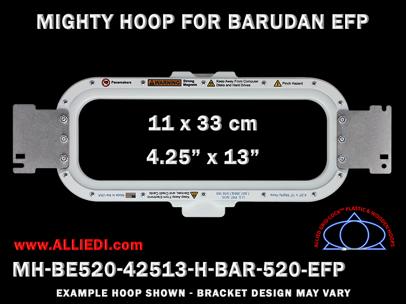 Barudan 4.25 x 13 inch (11 x 33 cm) Horizontal Magnetic Mighty Hoop for 520 mm Sew Field / Arm Spacing EFP Type