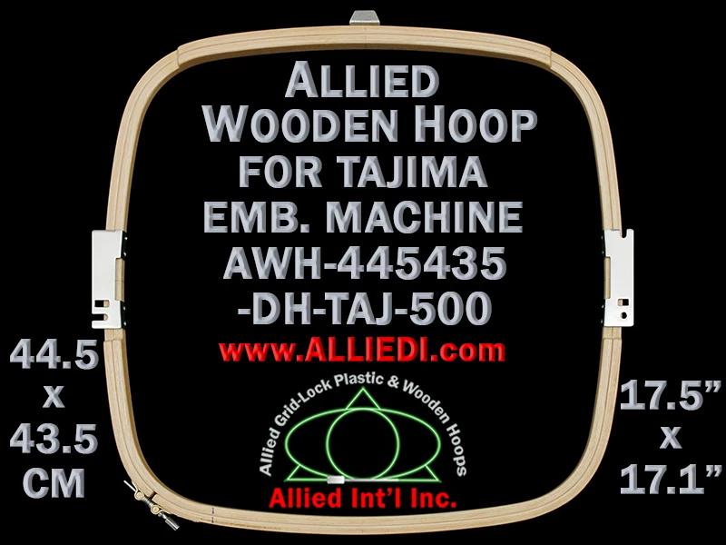 Tajima Hoop Embroidery Frame 500 Mm Sew Field Arm Spacing Allied 44 5 X 43 5 Cm 17 5 X 17 1 Inch Rectangular Wooden Hoop Double Height