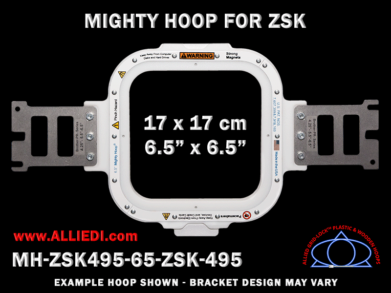 ZSK 6.5 x 6.5 inch (17 x 17 cm) Square Magnetic Mighty Hoop for 495 mm Sew Field / Arm Spacing