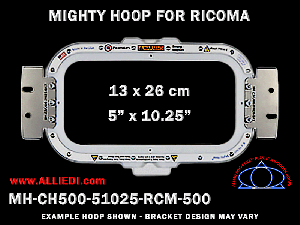 Ricoma 5 x 10.25 inch (13 x 26 cm) Horizontal Rectangular Magnetic Mighty Hoop for 500 mm Sew Field / Arm Spacing