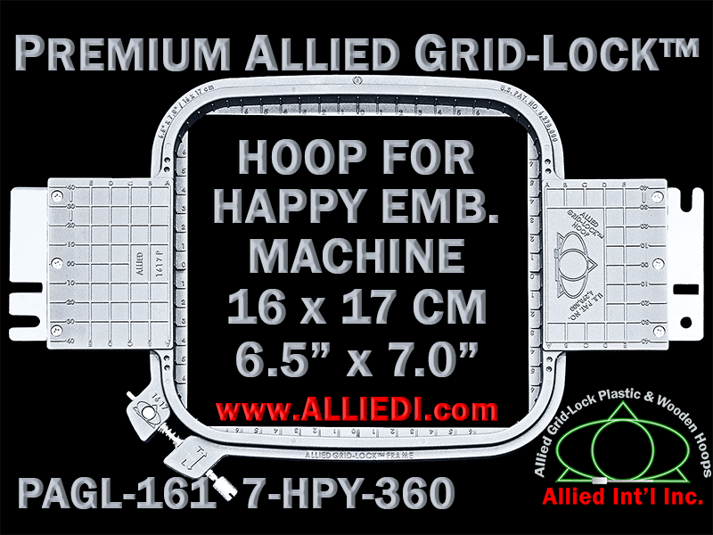 Happy Hoop / Embroidery Frame - 500 mm Sew Field / Arm Spacing - Premium  Allied GridLock 30 x 30 cm (12 x 12 inch) Square Plastic Hoop