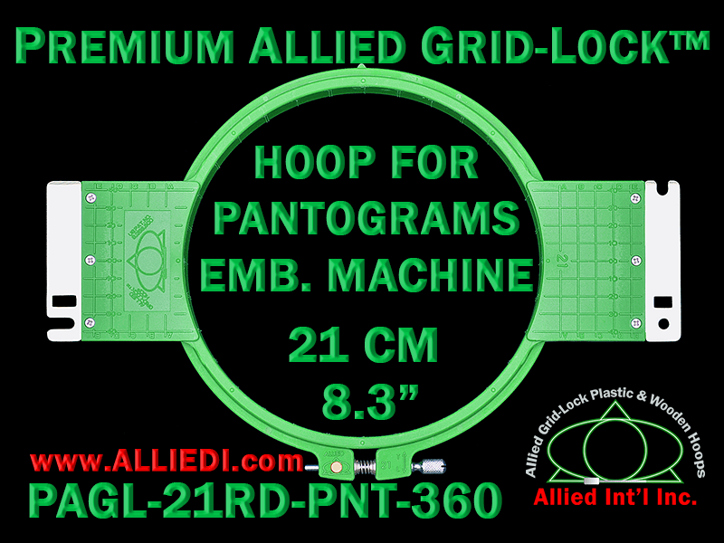 Pantograms Hoop / Embroidery Frame - 360 mm Sew Field / Arm Spacing -  Premium Allied GridLock 14 x 15 cm (5.5 x 6 inch) Rectangular Plastic Hoop